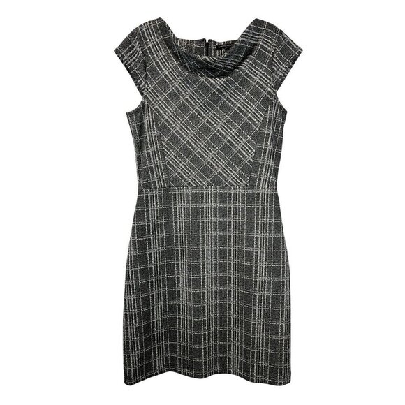Banana Republic Dresses & Skirts - Banana Republic Womens Cap Sleeve Sheath Dress Black/White Plaid Size 8 Zip